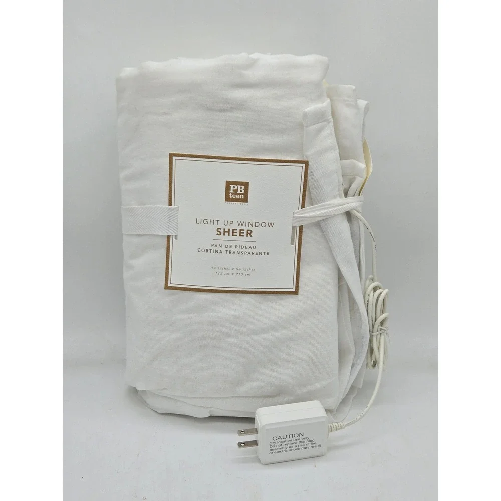 Pottery Barn Teen Light Up Window Sheer White Curtain Panel 44x84 7657175